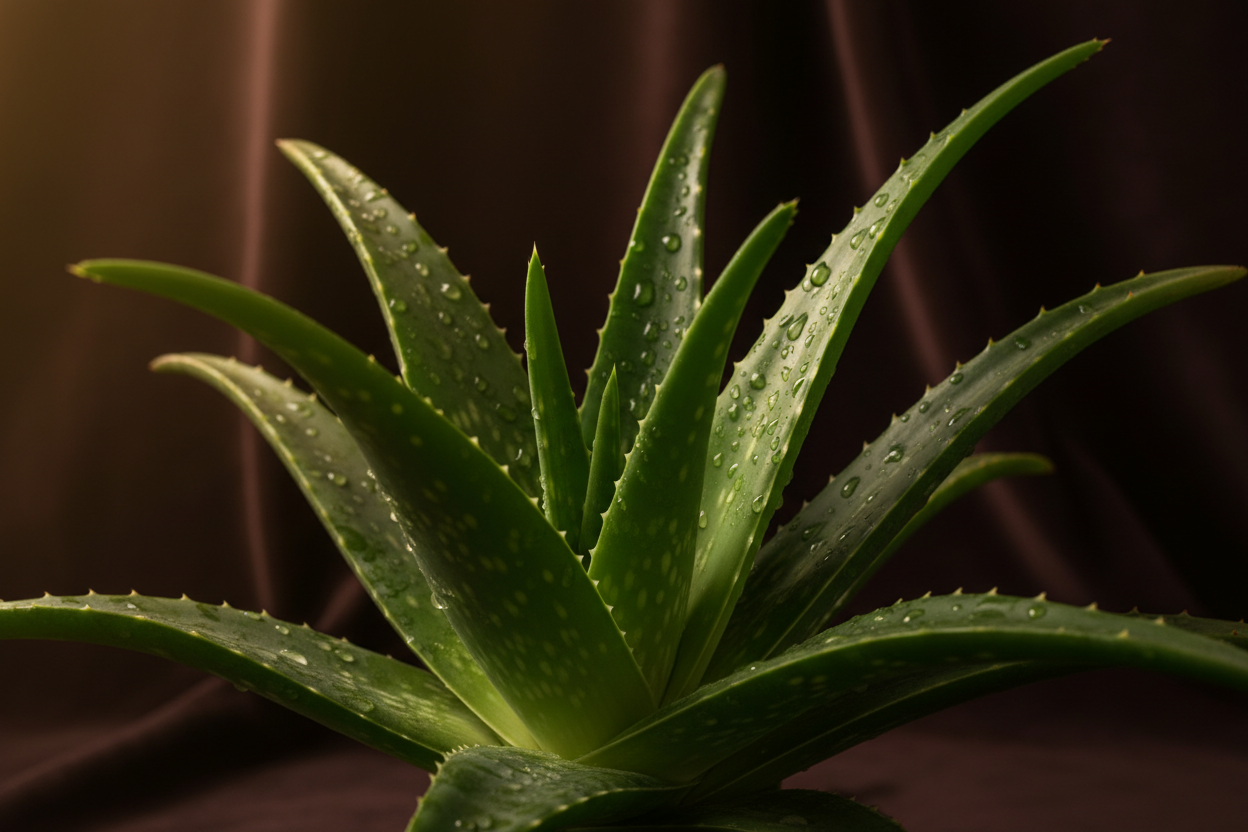 beautiful aloe vera with dark brown background 