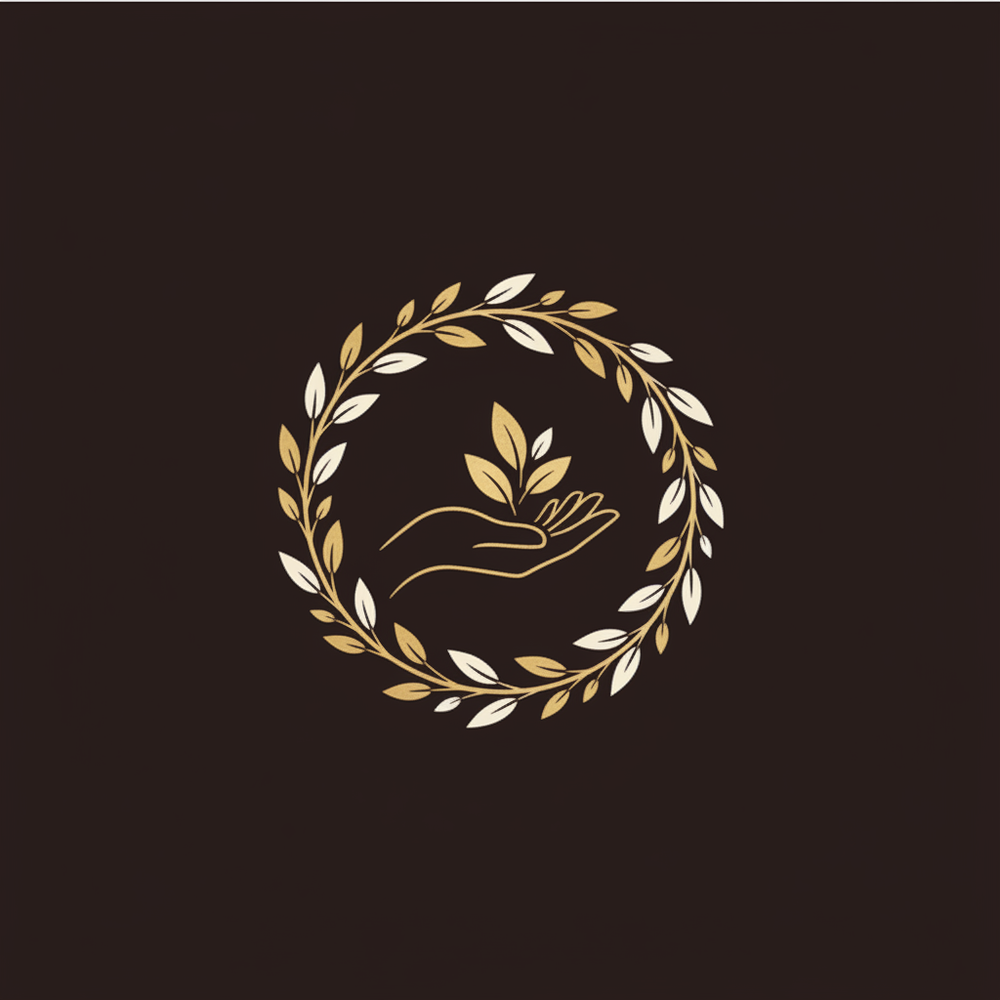 natural ingredients icon with dark brown background 