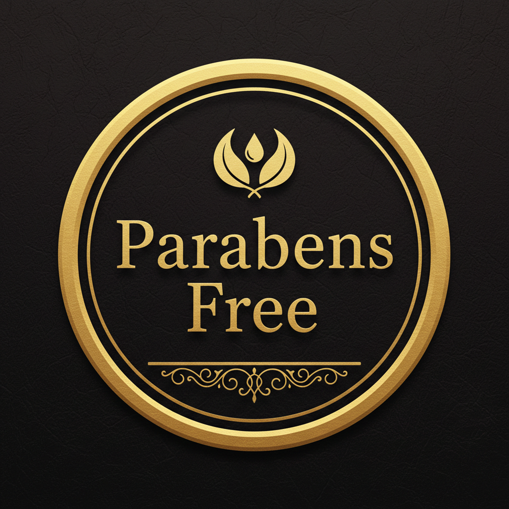 Parabens Free with dark brown background