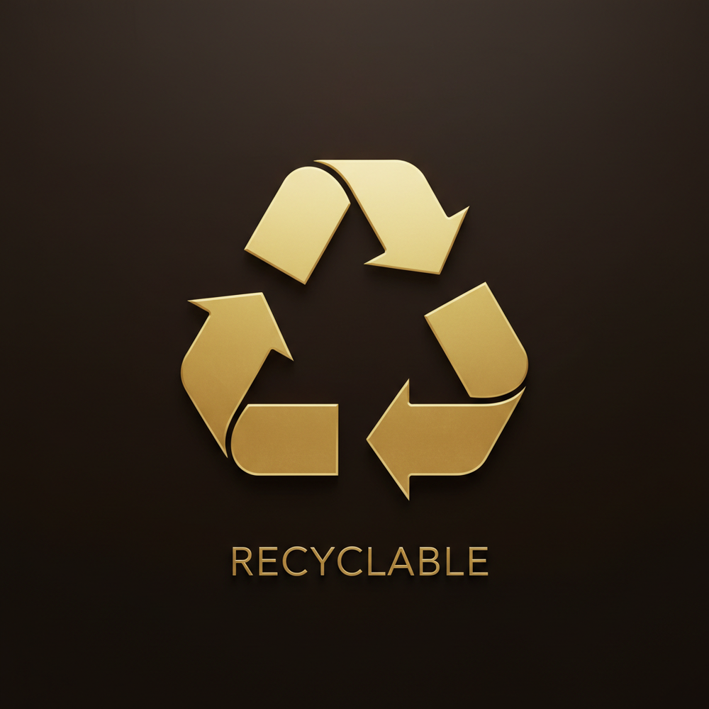 recyclable icon with dark brown background